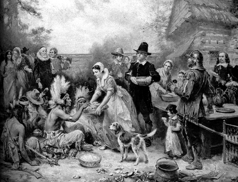 La première Thanksgiving, peinture de Jean Louis Gerome Ferris (1863-1930)